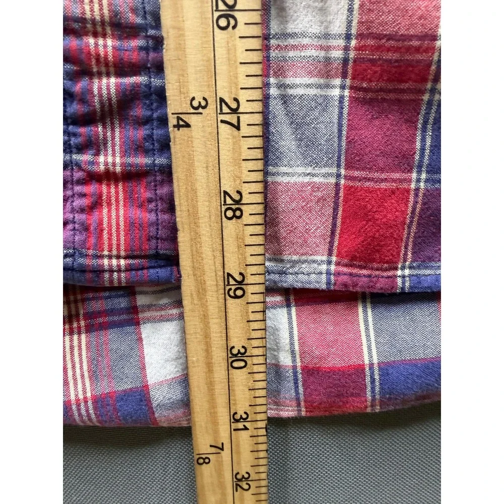 Eddie Bauer Vintage Plaid Button Down Mens Red White‎ Blue Long Sleeve XL